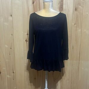 Boden Navy Linen Long Sleeve Top‎ Size S
